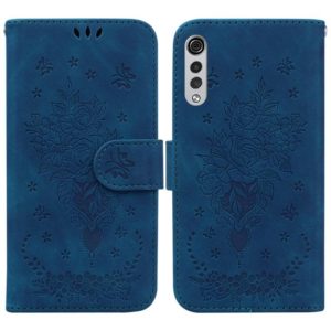 For LG Velvet / G9 5G / 4G Butterfly Rose Embossed Leather Phone Case(Blue) (OEM)