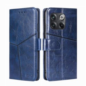 For OnePlus 10T Geometric Stitching Leather Phone Case(Blue) (OEM)
