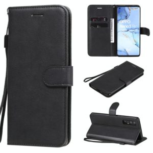 For Oppo Reno3 Pro 5G / Find X2 Neo Solid Color Horizontal Flip Protective Leather Case with Holder & Card Slots & Wallet & Photo Frame & Lanyard(Black) (OEM)