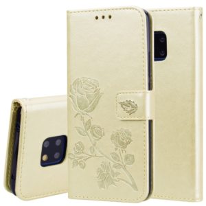 Rose Embossed Horizontal Flip PU Leather Case for Huawei Mate 20 Pro, with Holder & Card Slots & Wallet (Gold) (OEM)