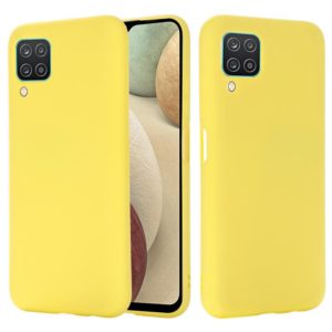 For Samsung Galaxy A12 Pure Color Liquid Silicone Shockproof Full Coverage Case(Yellow) (OEM)