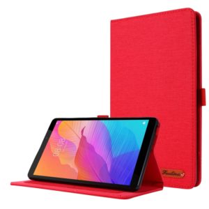 For Huawei MatePad T 8 Horizontal Flip TPU + Fabric PU Leather Protective Case with Card Slots & Holder(Red) (OEM)