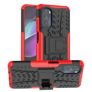 For Motorola Moto G 5G 2022 Tire Texture TPU + PC Phone Case with Holder(Red) (OEM)