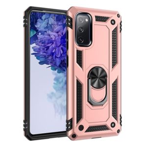 For Samsung Galaxy S20 FE 5G Shockproof TPU + PC Protective Case with 360 Degree Rotating Holder(Rose Gold) (OEM)