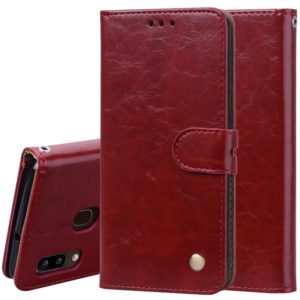 Business Style Oil Wax Texture Horizontal Flip Leather Case for Galaxy A20e, with Holder & Card Slots & Wallet (Red) (OEM)