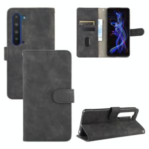 For Sharp Aquos R5G Solid Color Skin Feel Magnetic Buckle Horizontal Flip Calf Texture PU Leather Case with Holder & Card Slots & Wallet(Black) (OEM)