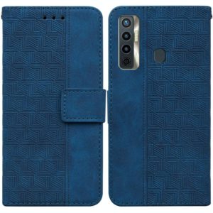 For Tecno Camon 17 Geometric Embossed Leather Phone Case(Blue) (OEM)