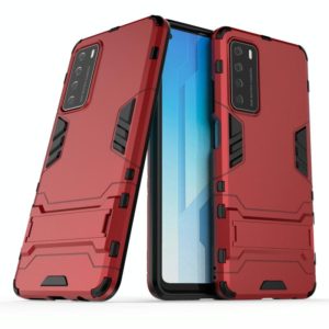 For Huawei Honor Play 4 PC + TPU Shockproof Protective Case with Invisible Holder(Red) (OEM)