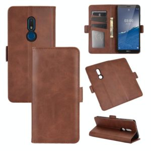 For Nokia C3 Dual-side Magnetic Buckle Horizontal Flip Leather Case with Holder & Card Slots & Wallet(Brown) (OEM)