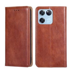 For OnePlus Ace Racing Gloss Oil Solid Color Magnetic Leather Phone Case(Brown) (OEM)