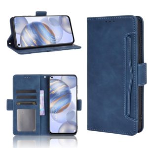For Oukitel C21/C21 Pro Skin Feel Calf Pattern Horizontal Flip Leather Case with Holder & Card Slots & Photo Frame(Blue) (OEM)