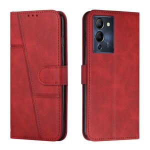 For Infinix Note 12 G96 Stitching Calf Texture Buckle Leather Phone Case(Red) (OEM)