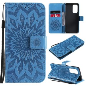 For OnePlus 9 Pro Sun Embossing Pattern Horizontal Flip Leather Case with Card Slot & Holder & Wallet & Lanyard(Blue) (OEM)