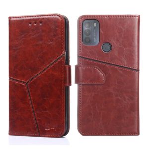 For Motorola Moto G50 Geometric Stitching Horizontal Flip Leather Phone Case(Dark Brown) (OEM)