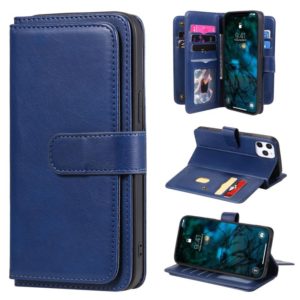 For iPhone 12 Pro Max Multifunctional Magnetic Copper Buckle Horizontal Flip Solid Color Leather Case with 10 Card Slots & Wallet & Holder & Photo Frame(Dark Blue) (OEM)