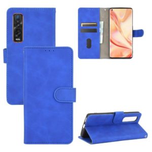 For OPPO Find X2 Pro Solid Color Skin Feel Magnetic Buckle Horizontal Flip Calf Texture PU Leather Case with Holder & Card Slots & Wallet(Blue) (OEM)
