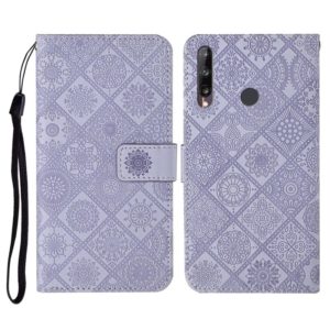 Huawei P40 lite E / Y7p Ethnic Style Embossed Pattern Horizontal Flip Leather Case with Holder & Card Slots & Wallet & Lanyard(Purple) (OEM)