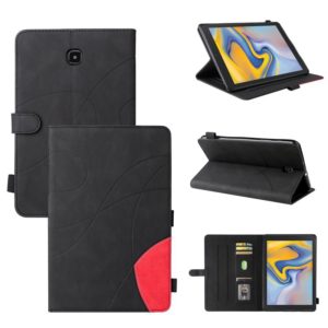 For Samsung Galaxy Tab A 8.0 (2018) T387 Dual-color Splicing Horizontal Flip PU Leather Case with Holder & Card Slots(Black) (OEM)