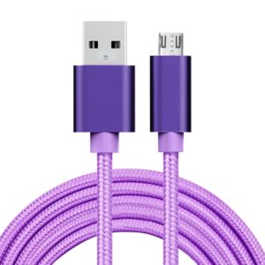 2m 3A Woven Style Metal Head Micro USB to USB Data / Charger Cable(Purple) (OEM)