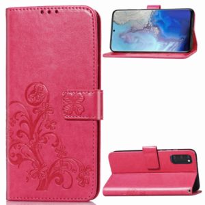 For Galaxy S20 Four-leaf Clasp Embossed Buckle Flip Leather Case with Lanyard & Card Slot & Wallet & Holder(Magenta) (OEM)
