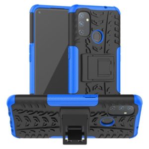 For OnePlus Nord N100 Tire Texture Shockproof TPU+PC Protective Case with Holder(Blue) (OEM)