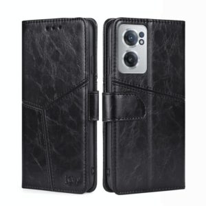 For OnePlus Nord CE 2 5G Geometric Stitching Horizontal Flip TPU + PU Leather Phone Case(Black) (OEM)