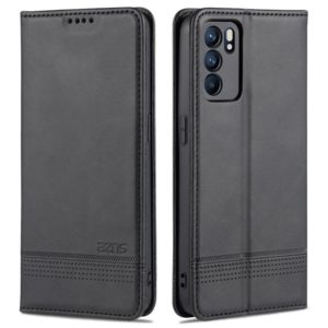 For OPPO Reno6 / Reno6 Pro AZNS Magnetic Calf Texture Horizontal Flip Leather Case with Card Slots & Holder & Wallet(Black) (AZNS) (OEM)