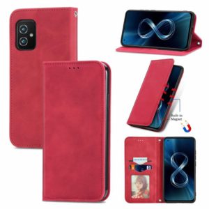 For Asus Zenfone 8 ZS590KS Retro Skin Feel Business Magnetic Horizontal Flip Leather Case with Holder & Card Slots & Wallet & Photo Frame(Red) (OEM)