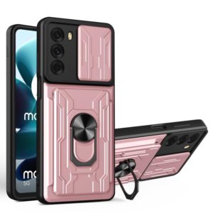 For Motorola Moto G200 5G / Edge S30 Sliding Camshield TPU+PC Phone Case with Card Slot(Rose Gold) (OEM)