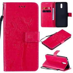 For Nokia 2.3 Tree & Cat Embossed Pattern Horizontal Flip Leather Case with Holder & Card Slots & Wallet & Lanyard(Rose Red) (OEM)