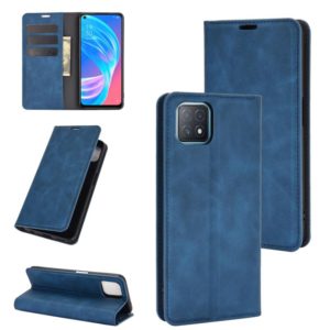 For OPPO A72 / A73 5G Retro-skin Business Magnetic Suction Leather Case with Holder & Card Slots & Wallet(Dark Blue) (OEM)