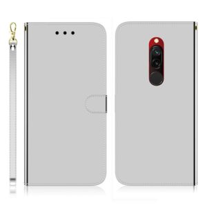 For Xiaomi Redmi 8 Imitated Mirror Surface Horizontal Flip Leather Case with Holder & Card Slots & Wallet & Lanyard(Silver) (OEM)