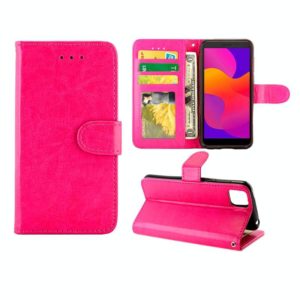 For Huawei Y5P(2020)/Honor9S Crazy Horse Texture Leather Horizontal Flip Protective Case with Holder & Card Slots & Wallet & Photo Frame(Magenta) (OEM)