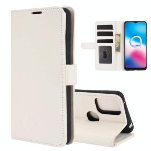 For Alcatel 3X 2020 R64 Texture Single Horizontal Flip Protective Case with Holder & Card Slots & Wallet& Photo Frame(White) (OEM)
