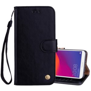 Business Style Oil Wax Texture Horizontal Flip Leather Case for Huawei Honor 7C / Enjoy 8 / Y7 (2018) / Y7 Prime (2018) / Nova 2 Lite, with Holder & Card Slots & Wallet(Black) (OEM)