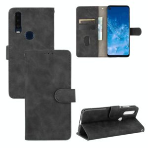 For Motorola Moto P40 Power / One Action Solid Color Skin Feel Magnetic Buckle Horizontal Flip Calf Texture PU Leather Case with Holder & Card Slots & Wallet(Black) (OEM)