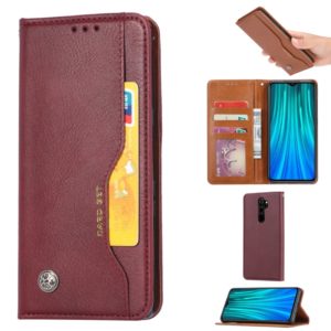 For Xiaomi Redmi Note8 Pro Knead Skin Texture Horizontal Flip Leather Case with Photo Frame & Holder & Card Slots & Wallet(Wine Red) (OEM)