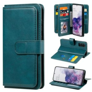 For Samsung Galaxy S20 5G Multifunctional Magnetic Copper Buckle Horizontal Flip Solid Color Leather Case with 10 Card Slots & Wallet & Holder & Photo Frame(Dark Green) (OEM)