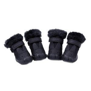 4 PCS/Set Pet AutumnWinter Thicken Cotton Shoes Dog Warm And Non-Slip Shoes, Size: No. 4(Black) (OEM)