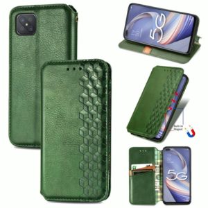 For OPPO A92S Cubic Grid Pressed Horizontal Flip Magnetic PU Leather Case with Holder & Card Slots & Wallet(Green) (OEM)