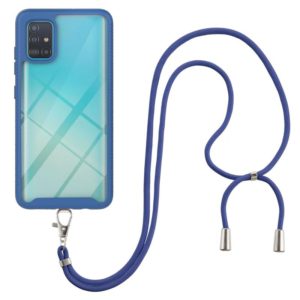 For Samsung Galaxy A51 / A515 Starry Sky Solid Color Series Shockproof PC + TPU Protective Case with Neck Strap(Blue) (OEM)