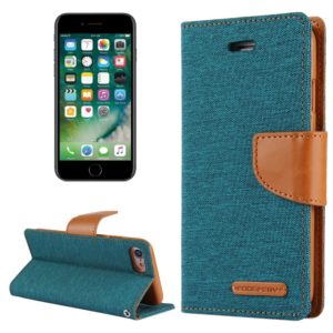 GOOSPERY CANVAS DIARY for iPhone 8 & 7 Canvas Texture Horizontal Flip Leather Case with Card Slots & Wallet & Holder(Green) (GOOSPERY) (OEM)