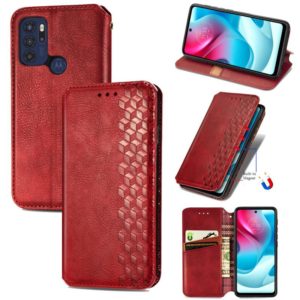 For Motorola Moto G60S Cubic Grid Pressed Horizontal Flip Magnetic Leather Phone Case with Holder & Card Slots & Wallet(Red) (OEM)
