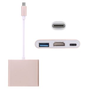 USB-C / Type-C 3.1 Male to USB-C / Type-C 3.1 Female & HDMI Female & USB 3.0 Female Adapter(Gold) (OEM)