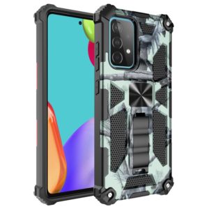 For Samsung Galaxy A32 4G Camouflage Armor Shockproof TPU + PC Magnetic Protective Case with Holder(Mint Green) (OEM)