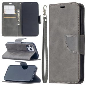 For iPhone 12 / 12 Pro Retro Lambskin Texture Pure Color Horizontal Flip PU Leather Case, with Holder & Card Slots & Wallet & Lanyard(Grey) (OEM)