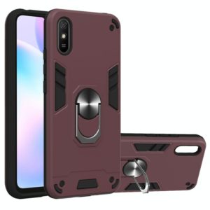 For Xiaomi Redmi 9A Armour Series PC + TPU Protective Case with Ring Holder(Wnie Red) (OEM)