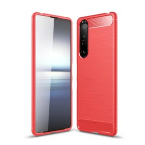 For Sony Xperia 1 III Brushed Texture Carbon Fiber TPU Case(Red) (OEM)