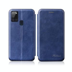 For Samsung Galaxy A21S Integrated Electricity Pressing Retro Texture Magnetic TPU+PU Leather Case with Card Slot & Holder(Blue) (OEM)