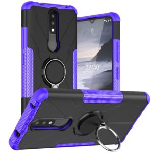 For Nokia 2.4 Machine Armor Bear Shockproof PC + TPU Protective Case with Ring Holder(Purple) (OEM)